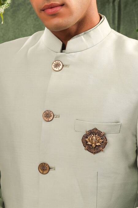 Cosa Nostraa_Gold Cut Work Iconic Lotus Brooch _Online_at_Aza_Fashions