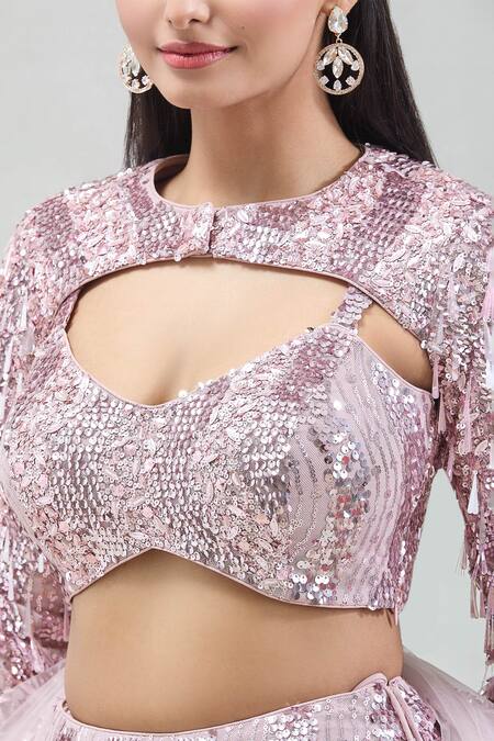 Buy Meenagurnam Pink Net Sequins Sweetheart Neck Computerised Work Lehenga Set Online at Aza Fashions Buy_Meenagurnam_Pink Net Sequins Sweetheart Neck Computerised Work Lehenga Set _Online_at_Aza_Fashions