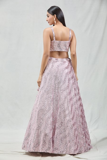 Shop Meenagurnam Pink Net Sequins Sweetheart Neck Computerised Work Lehenga Set Online at Aza Fashions Shop_Meenagurnam_Pink Net Sequins Sweetheart Neck Computerised Work Lehenga Set _Online_at_Aza_Fashions