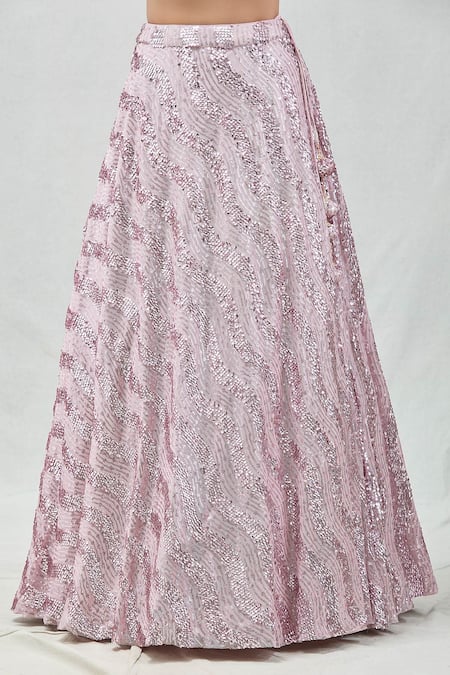 Buy Meenagurnam Pink Net Sequins Sweetheart Neck Computerised Work Lehenga Set Buy_Meenagurnam_Pink Net Sequins Sweetheart Neck Computerised Work Lehenga Set