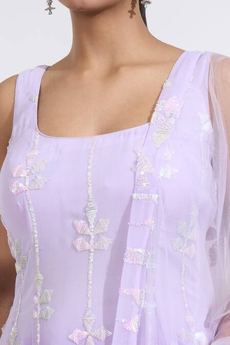 Meenagurnam Purple Georgette, Net Sequins, Embroidery Square Ombre Floral Kurta Sharara Set at Aza Fashions Meenagurnam_Purple Georgette, Net Sequins, Embroidery Square Ombre Floral Kurta Sharara Set_at_Aza_Fashions