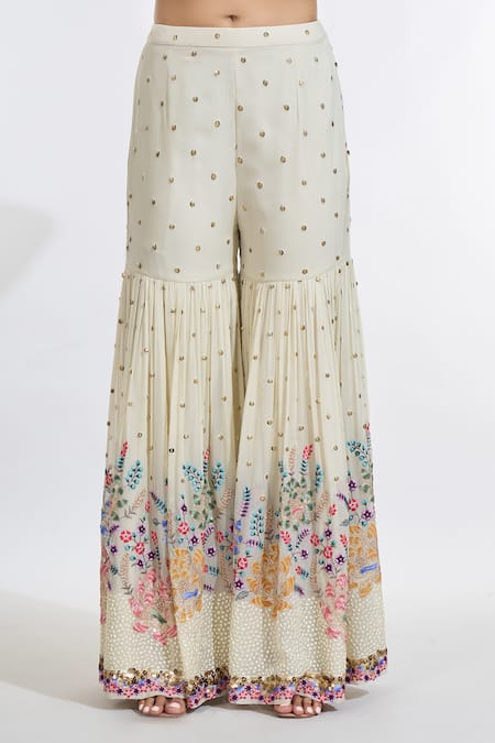 Buy Meenagurnam Beige Tissue, Silk Sequins, Embroidery Scoop Neck Kurta Sharara Set Online at Aza Fashions Buy_Meenagurnam_Beige Tissue, Silk Sequins, Embroidery Scoop Neck Kurta Sharara Set _Online_at_Aza_Fashions