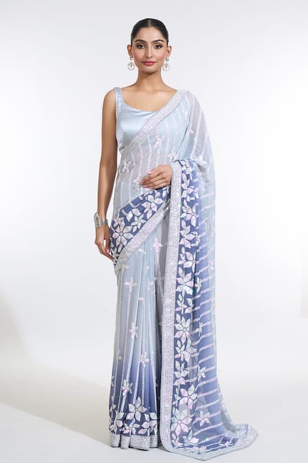 MeenaGurnam Ombre Embroidered Saree With Blouse 