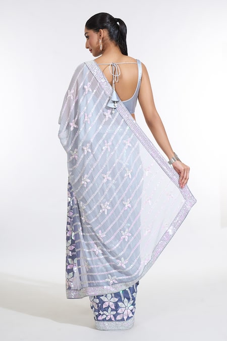 Meenagurnam Ombre Embroidered Saree With Blouse 