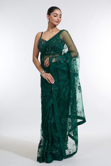 Buy Meenagurnam Green Net Sequins, Embroidery Sweetheart Neck Ambrosia Saree With Blouse Online at Aza Fashions Buy_Meenagurnam_Green Net Sequins, Embroidery Sweetheart Neck Ambrosia Saree With Blouse _Online_at_Aza_Fashions