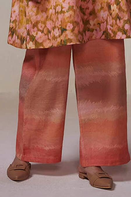 Dressfolk_Multi Color Linen, Cotton V-neck Floral Digital Printed Kurta And Pant Set_Online_at_Aza_Fashions