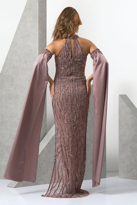 Eli Bitton Crystal & Bead Embroidered Gown 