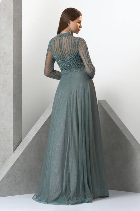 Eli Bitton Pearl Hand Embroidered Gown 