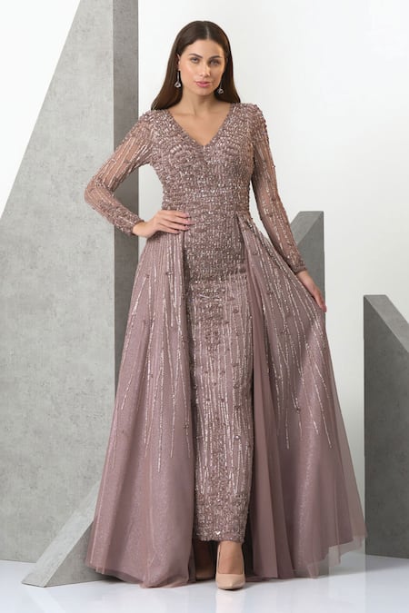 Eli Bitton Hand Embroidered Trail Gown 