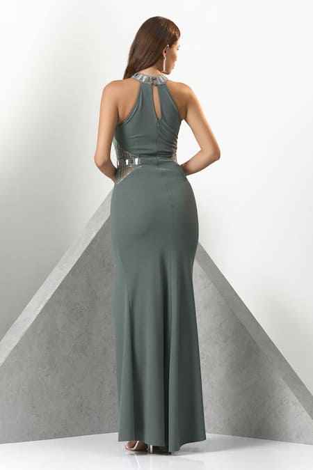 Eli Bitton Hand Embroidered Mirror Work Gown 