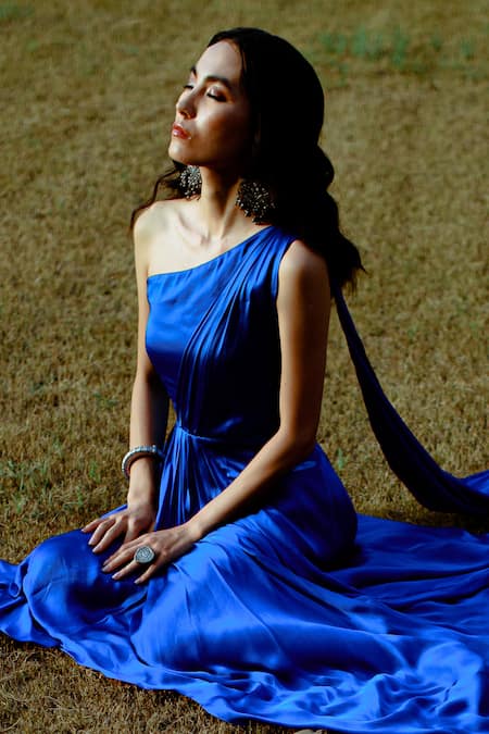 Pavone By Akanksha Chopra Asymmetric Drape Dress 