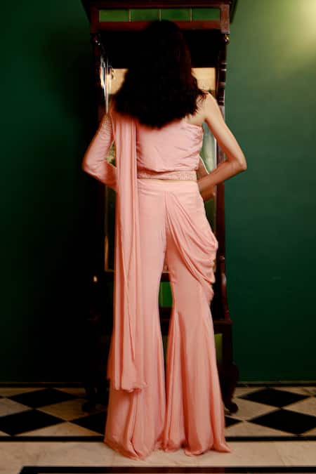 Pavone By Akanksha Chopra Hand Work Sleeve Blouse With Flared Pant 