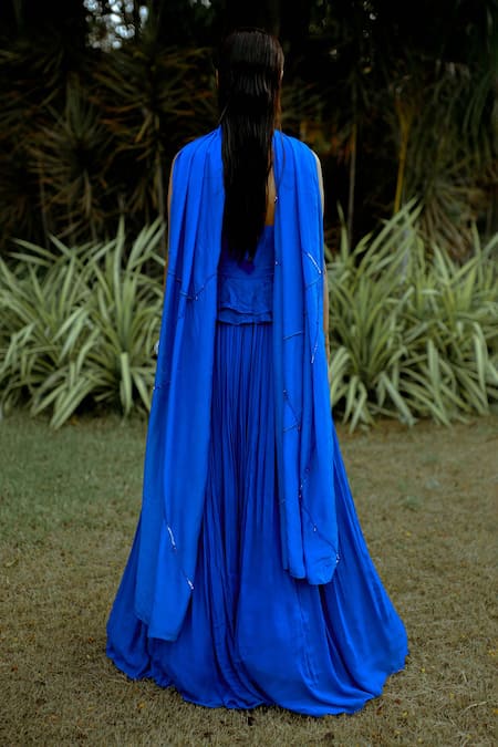 Pavone By Akanksha Chopra Mori Hand Work Gown With Dupatta 