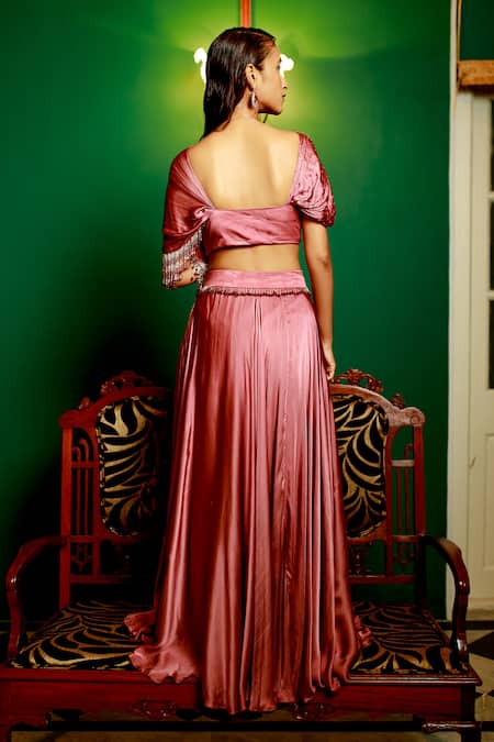 Pavone By Akanksha Chopra Tassel Detailed Blouse With Lehenga 