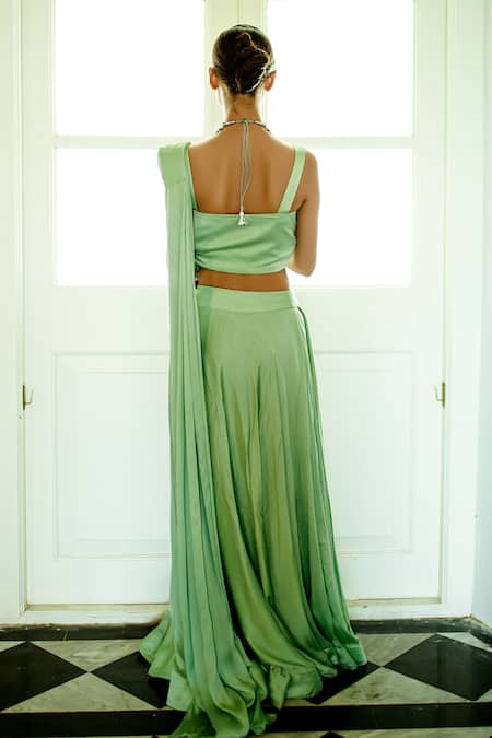 Pavone By Akanksha Chopra Mirror Hand Work Blouse With Lehenga 