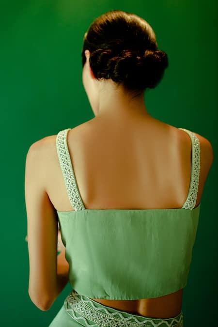 Pavone By Akanksha Chopra Hand Work Front Blouse With Lehenga 