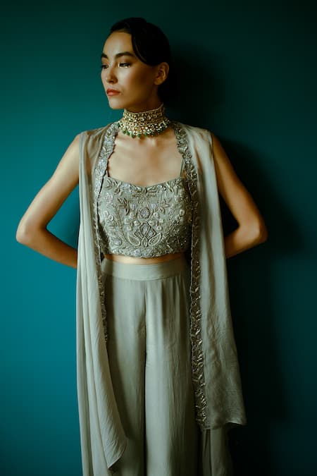 Pavone By Akanksha Chopra Flared Pant Set With Jacket 