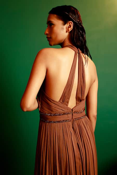 Pavone By Akanksha Chopra Gathered Yoke Gown 