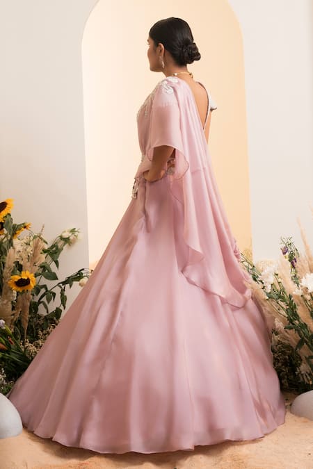 Presto Couture Pearl Embellished Floral Lehenga Set 