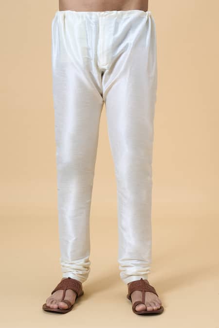 Buy_Arihant Rai Sinha_Peach Jacquard, Silk Embroidery Wildblossom Woven Kurta With Churidar 