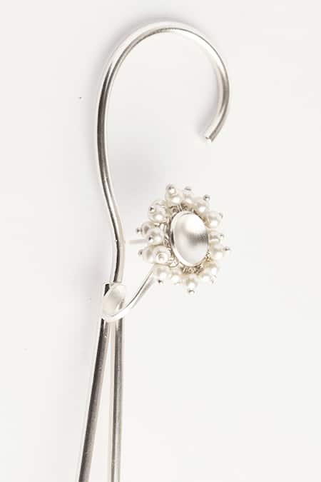 Suhani Pittie Silver Plated Pearls Embellished Ear Cuffs Online at Aza Fashions Suhani Pittie_Silver Plated Pearls Embellished Ear Cuffs _Online_at_Aza_Fashions