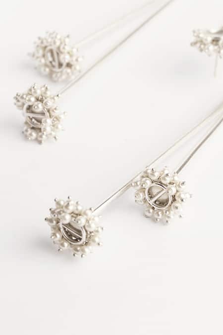 Buy Suhani Pittie Silver Plated Pearls Embellished Ear Cuffs Online at Aza Fashions Buy_Suhani Pittie_Silver Plated Pearls Embellished Ear Cuffs _Online_at_Aza_Fashions