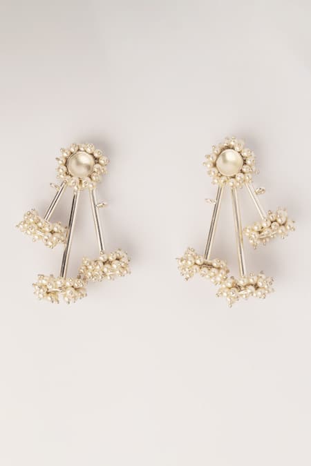Shop Suhani Pittie Silver Pearls Embellished Hair Pins - Set Of 2 at Aza Fashions Shop_Suhani Pittie_Silver Pearls Embellished Hair Pins - Set Of 2 _at_Aza_Fashions