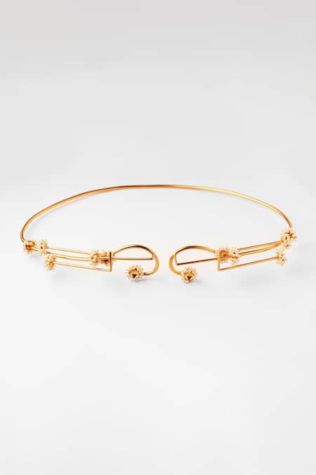 Shop_Suhani Pittie_Gold Pearls Embellished Waistbelt _at_Aza_Fashions