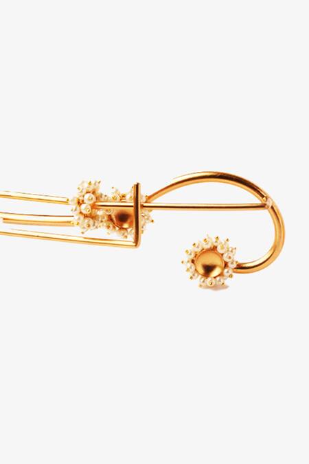 Suhani Pittie_Gold Pearls Embellished Waistbelt _Online_at_Aza_Fashions