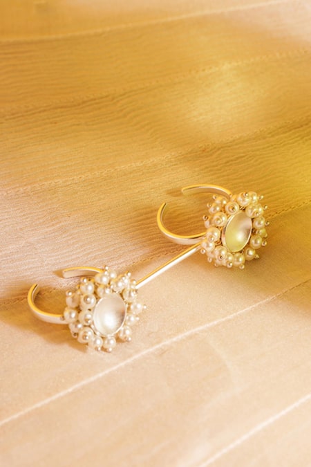 Shop Suhani Pittie Silver Plated Pearls Embellished Multi-finger Ring at Aza Fashions Shop_Suhani Pittie_Silver Plated Pearls Embellished Multi-finger Ring _at_Aza_Fashions