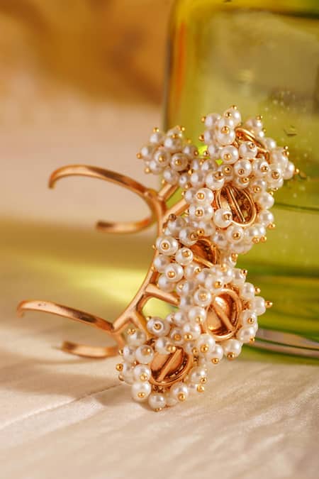 Shop_Suhani Pittie_Gold Plated Pearls Work Multi-finger Ring _at_Aza_Fashions