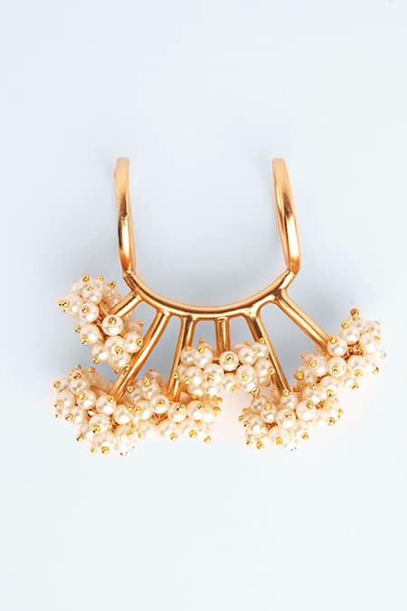 Shop_Suhani Pittie_Gold Plated Pearls Work Multi-finger Ring _Online_at_Aza_Fashions