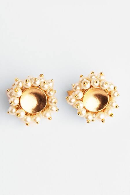 Buy_Suhani Pittie_Gold Plated Pearls Embellished Ear Buttons_Online_at_Aza_Fashions