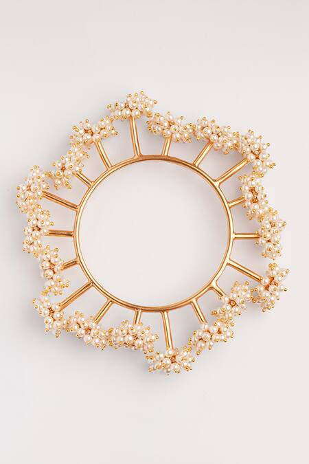 Suhani Pittie Gold Plated Pearls Embellished Bangle Online at Aza Fashions Suhani Pittie_Gold Plated Pearls Embellished Bangle _Online_at_Aza_Fashions