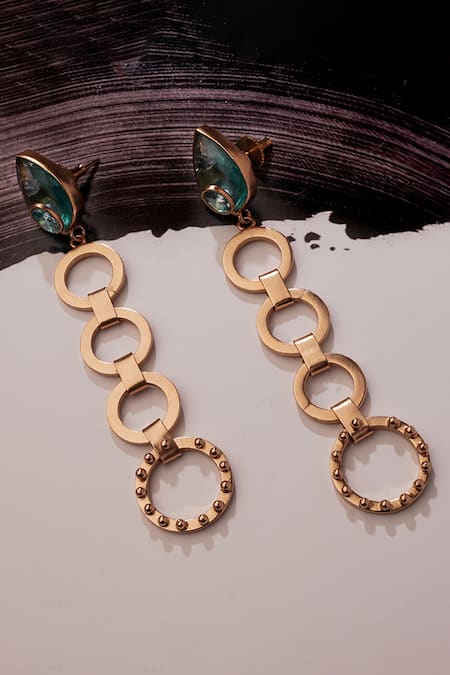 Suhani Pittie Gold Plated Crystals Pools Embellished Dangler Earrings 