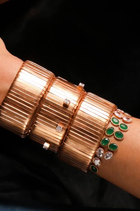 Suhani Pittie Gold Plated Crystals Cosmic Crown Embellished Ribbon Cuff 