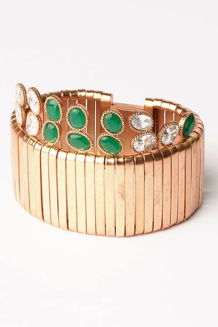 Suhani Pittie Gold Plated Crystals Cosmic Crown Embellished Ribbon Cuff Online at Aza Fashions Suhani Pittie_Gold Plated Crystals Cosmic Crown Embellished Ribbon Cuff _Online_at_Aza_Fashions