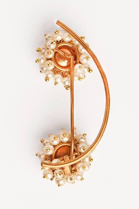 Suhani Pittie Gold Plated Pearls Bunch Embellished Ear Cuff Online at Aza Fashions Suhani Pittie_Gold Plated Pearls Bunch Embellished Ear Cuff _Online_at_Aza_Fashions