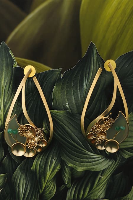 Suhani Pittie Gold Plated Crystals Equatorial Forest Earrings 