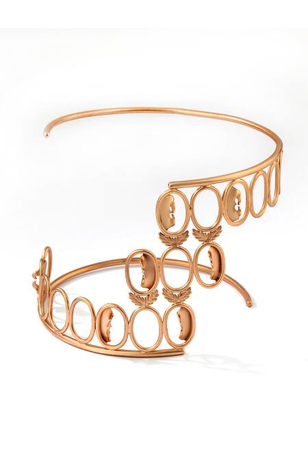 Suhani Pittie_Gold Plated Geometric Arm Band _Online_at_Aza_Fashions