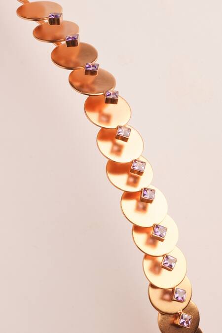 Suhani Pittie_Gold Cubic Zirconia Boujee Baroness Mohawk Hair Accessory_Online_at_Aza_Fashions