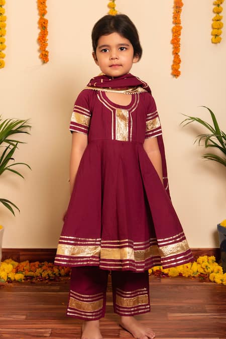 Pomcha Jaipur Gotta Lace Work Anarkali Pant Set 