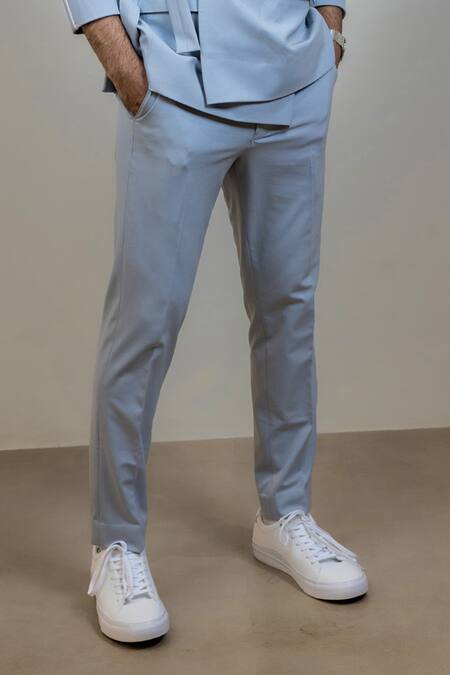 Buy Hilo Design Blue Polyester Diurno Solid Blazer With Pant Online at Aza Fashions Buy_Hilo Design_Blue Polyester Diurno Solid Blazer With Pant _Online_at_Aza_Fashions