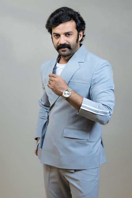 Buy_Hilo Design_Blue Polyester Diurno Solid Blazer With Pant 