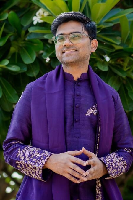 Buy Hilo Design Purple Silk Embroidery Mistico Kurta Pant Set Online at Aza Fashions Buy_Hilo Design_Purple Silk Embroidery Mistico Kurta Pant Set _Online_at_Aza_Fashions