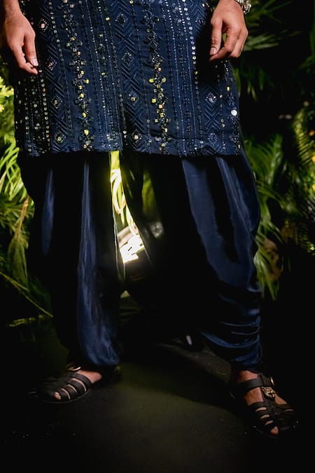 Buy Hilo Design Blue Georgette, Cotton Mirrors, Sequins, Embroidery Scrito Kurta Patiyala Set Buy_Hilo Design_Blue Georgette, Cotton Mirrors, Sequins, Embroidery Scrito Kurta Patiyala Set