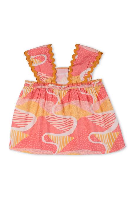 Buy_Miko Lolo_Pink Organic Cotton Printed Abstract Candy Escape Top With Shorts