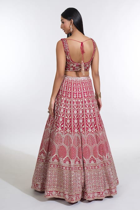 Meenagurnam Phoolbahar Zari Embroidered Bridal Lehenga Set 