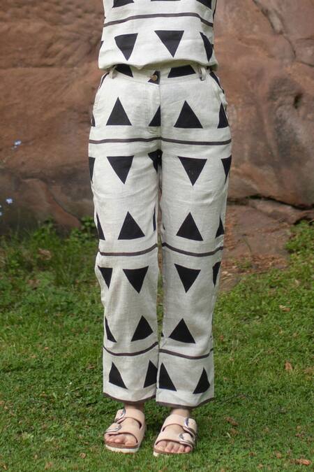 Shop The Terra Tribe Black Linen Printed Tribal Serenity Pant Online at Aza Fashions Shop_The Terra Tribe_Black Linen Printed Tribal Serenity Pant_Online_at_Aza_Fashions