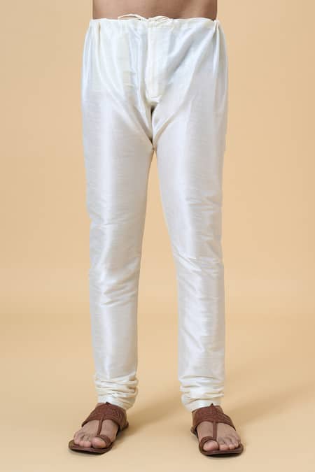 Arihant Rai Sinha_Cream Jacquard, Silk Embroidery Bloom Art Woven Kurta With Churidar _at_Aza_Fashions